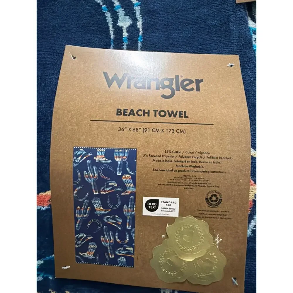 Wrangler Western Beach Towel Navy Blue 36”X68”